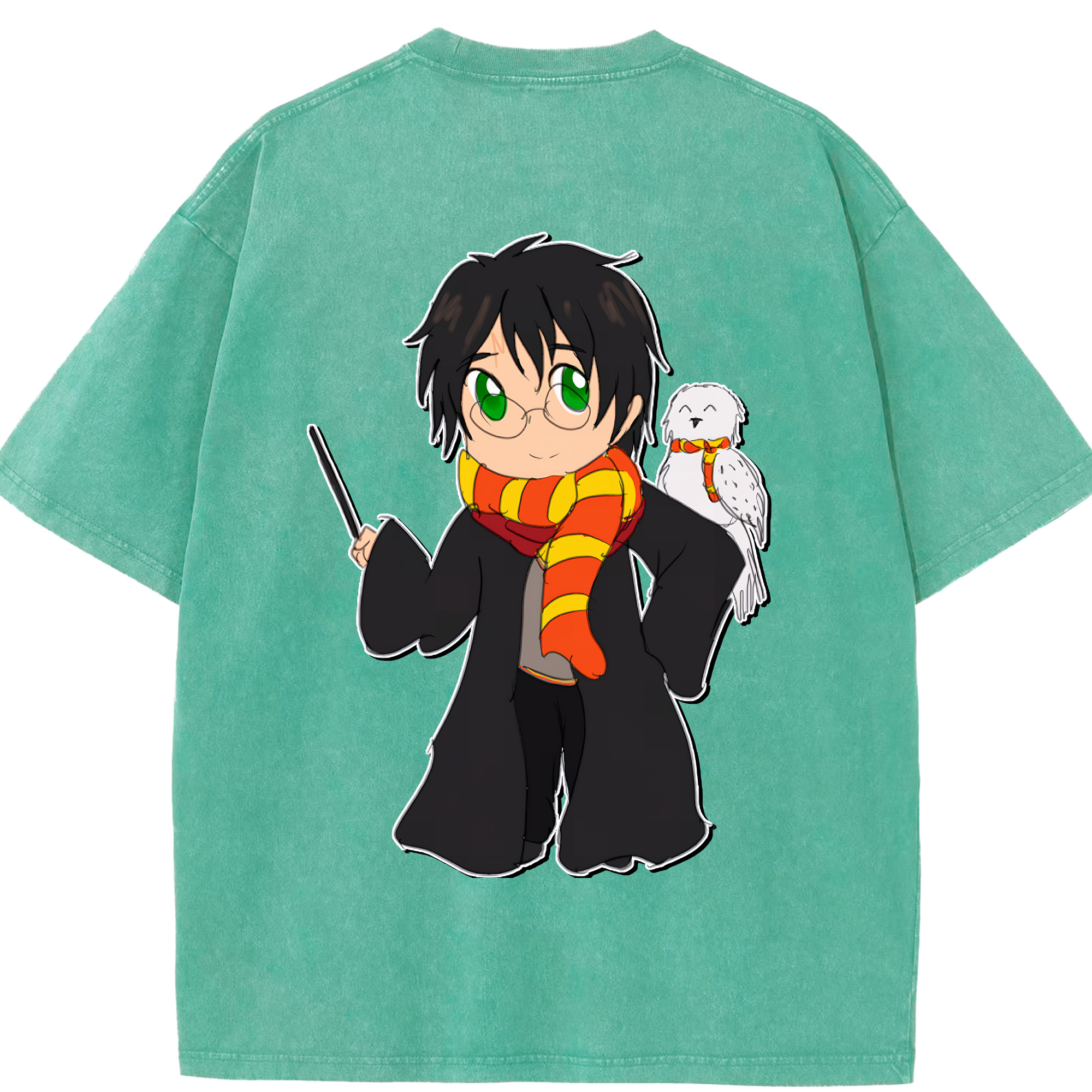 （画像用） Harry Potter ハリー・ポッターシリーズ 綿100% ヴィンテージ風 半袖Tシャツ（背面プリント）